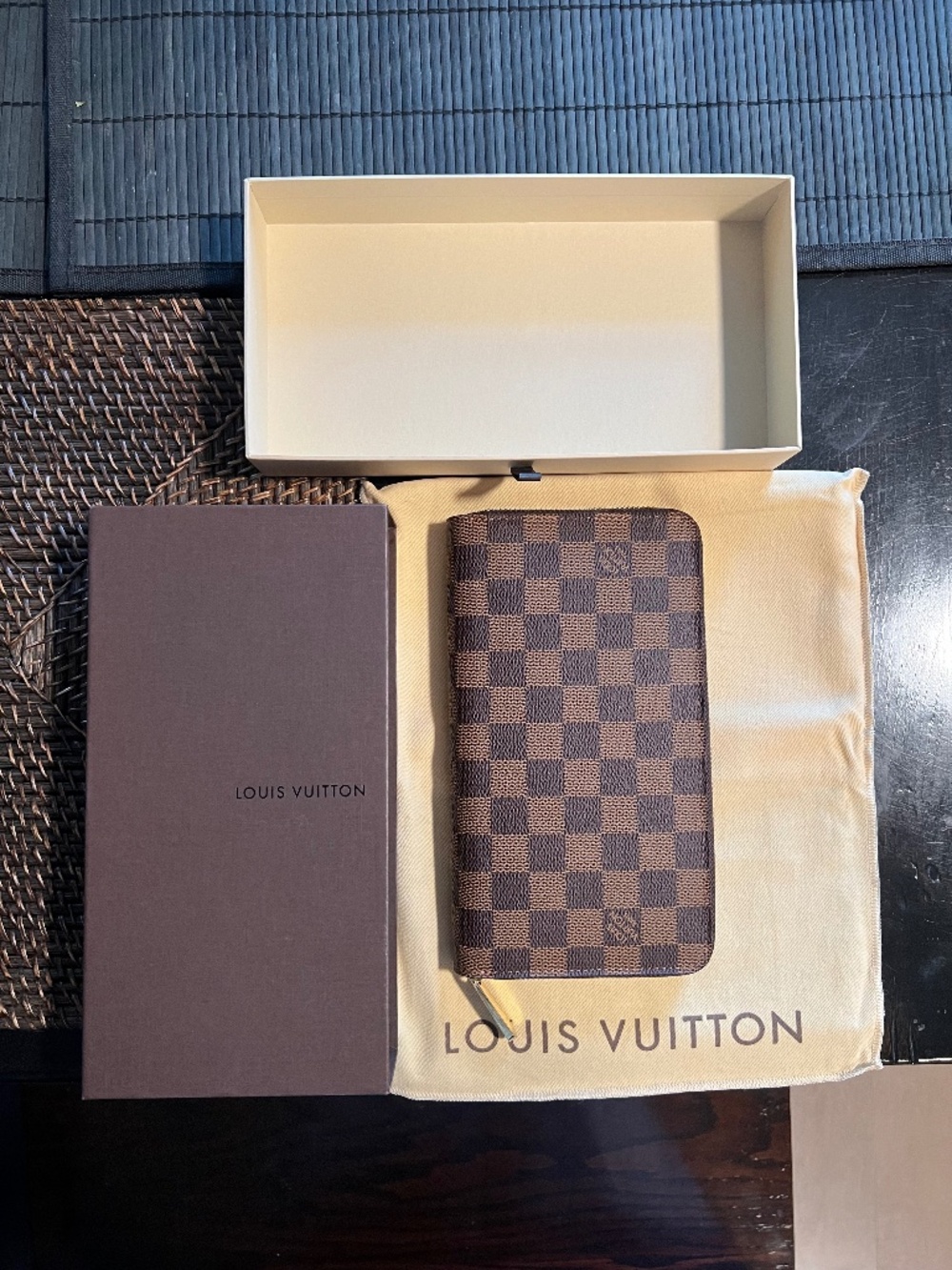 NEW Checkered Louis Vuitton Clutch- 8 1/4 x 4 3/4 inches, Brown